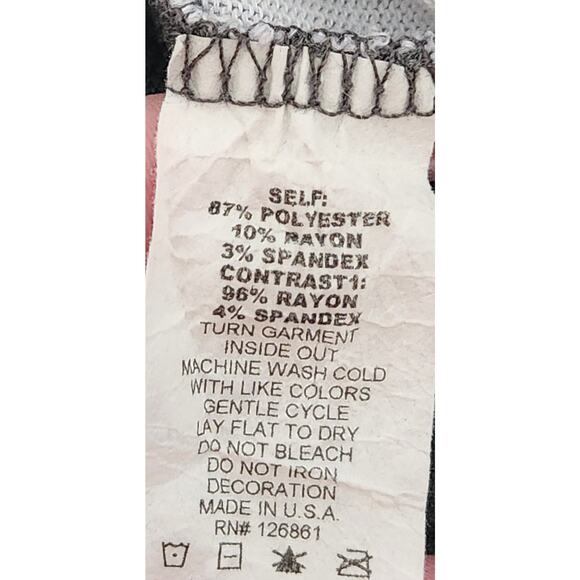 Edista Gray White Graphic Print Capped Sleeves Top XL Lightweight Soft Stretch - Picture 5 of 5